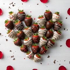 Chocolate Covered Strawberries in Heart Shape for Valentine&rsquo;s Day