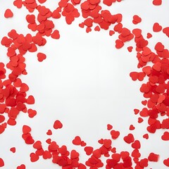 Minimal Valentine&rsquo;s Day Background with Red Heart Confetti