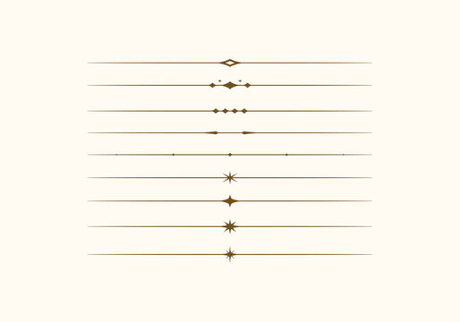 Set Elegant Simple and Minimal Line Divider with Star Accents