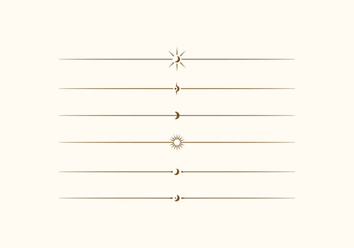 Set Elegant and Minimalist Mystic Modern Celestial Sun and Moon Line Divider Set