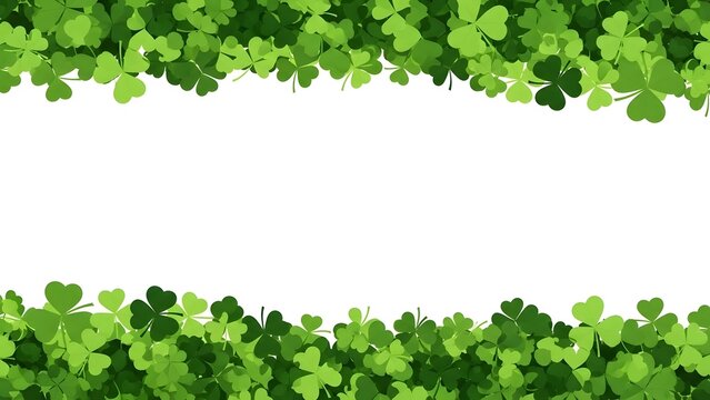 St patrick's day shamrock border design with green leaves on white background
