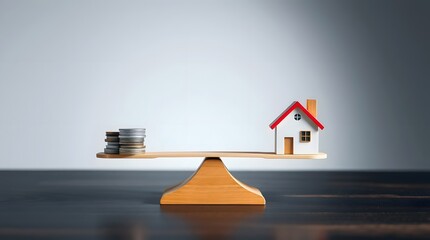 house and money balance scale concept for property value and financial planning