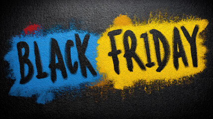 Grunge style black friday banner painted with textured dry brushes for sale campaign