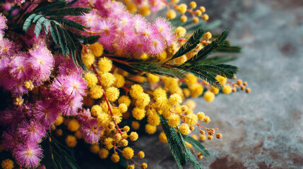 Vibrant Mimosa Flowers with Soft Bokeh and Natural Light Background