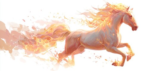 Fire unicorn horse. Chinese New Year event theme. Generative AI technology.	
