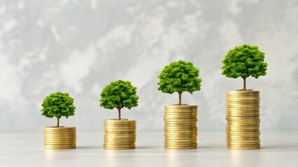 Growing Money Tree on Stacked Gold Coins Symbolizing Financial Growth finance investment