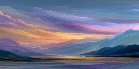 abstract landscape with calming wellness rhythm - emotional balance