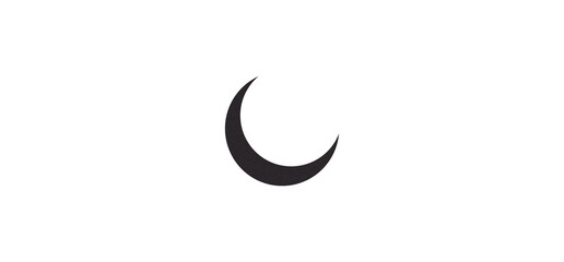 Black crescent moon paper cutout, moon icon, waxing moon symbol, crescent moon icon symbol set on transparent background.