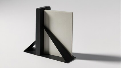 Minimalist Bookend Supporting a Book on White Background.