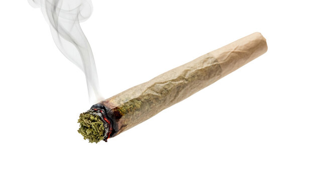 Lit Marijuana Joint with Smoke isolated PNG with Transparent Background