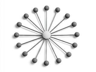 Minimal Radial Node Structure with Symmetrical Spokes and Central Hub Creating a Clean Abstract Network and Connectivity Concept Background