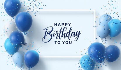 Blue Balloons and Confetti for a Happy Birthday Celebration