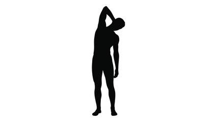 Fototapeta premium Silhouette of a person performing a side stretching exercise
