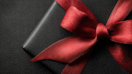 Promotional banner with black gift box red ribbon for Cyber Monday and Boxing Day holiday sales