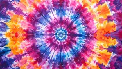 Vibrant Tie-Dye Spiral - A Colorful Abstract Design.