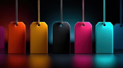 Online shopping concept with Cyber Monday Sale tags on black background for festive sales