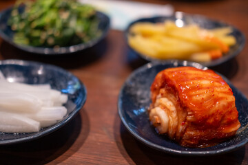 Korean side dishes served on the table