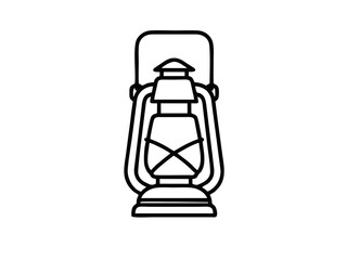 Vintage lantern line art illustration for camping and classic decoration