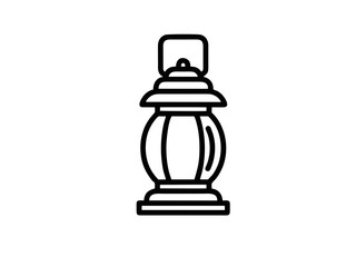 Traditional round oriental lantern line art icon for decoration