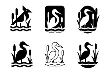 Wildlife Conservation Logos. Wildlife habitats and endangered species conservation. Icon set. Set Logo of Wildlife habitats and endangered species