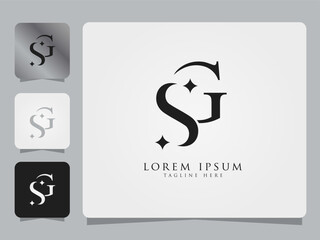 Elegant SG Monogram Logo Concept with Star Accents