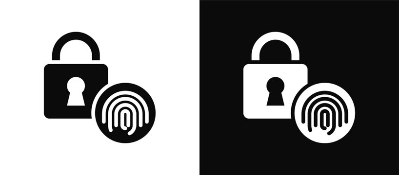 Fingerprint icon set black and white