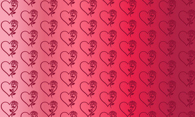 Fototapeta premium Elegant Rose and Heart Seamless Pattern on Pink Gradient Background for Valentine's Day