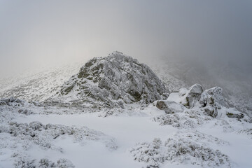 Sierra de Guadarrama nevada en Invierno en Madrid