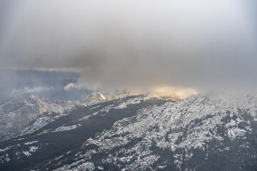 Sierra de Guadarrama nevada en Invierno en Madrid