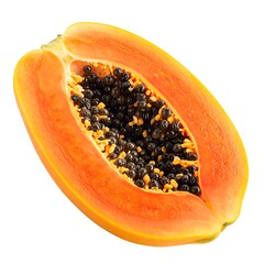 Vibrant Papaya Slice - A Tropical Delight with Seeds.