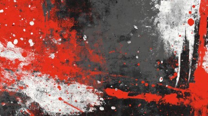 Abstract red white and gray painting