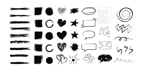 Raw Analog Ink Doodles with Imperfect Expressive Marks || Raw Ink Remix Doodles with Expressive Hand Drawn Symbols || Hand Drawn Ink Doodle Elements Set with Abstract Shapes