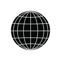 Obraz premium Black globe silhouette with white grid lines earth