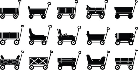 wagon cart trolley trailer utility transport vehicle garden haul vector silhouette icon © Maisa