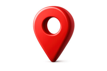Red map pin icon representing location, destination, navigation, address, and gps tracking on a transparent background