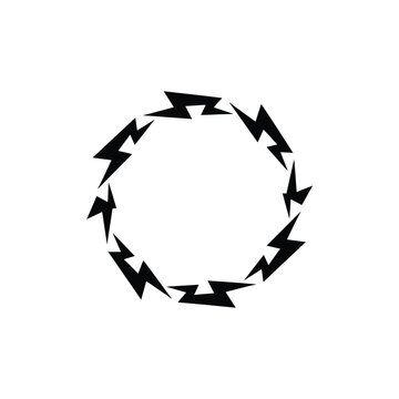Black lightning bolts in a circle symbol