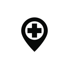 Obraz premium Black medical cross location pin marker