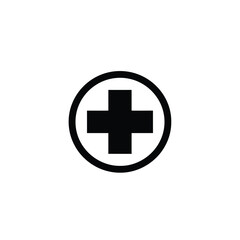 Obraz premium Black medical cross symbol inside circle