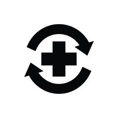 Obraz premium Black medical cross with circular arrows