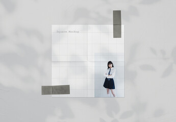 Square Paper Mockup With Adhesive Tapes