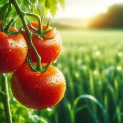 Ripe tomatoes on the vine