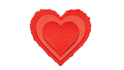 Red heart paper layering on white background, love symbol