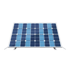 A solar panel with blue and darker blue squares, supported on a white frame