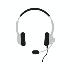 Stylized illustration of a headset with a microphone against a white background