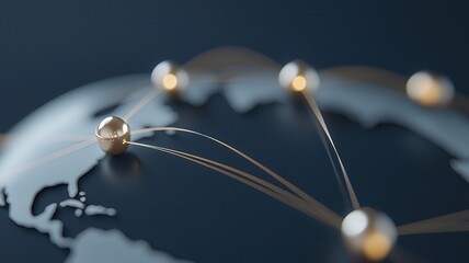 Global network linking continents, representing international data and technology, worldwide connections exchange,