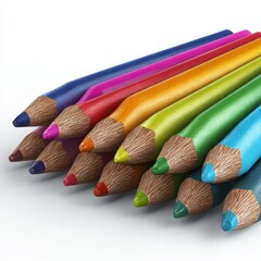 Colorful drawing pencils arranged in a spectrum