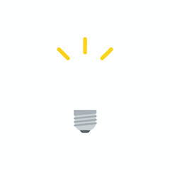 A lightbulb icon, with three yellow rays of light radiating upwards