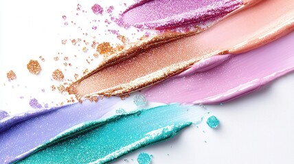Cosmetic product swipes displaying diverse textures and vibrant colors concepts beauty for makeup