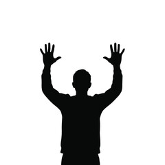 Black silhouette of a person with arms raised