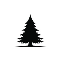 Black silhouette of a pine tree on white background 1